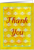 Thank you for your support, on textured golden peacock feathers! card