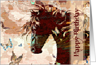 Happy Birthday to the Horse Lover in Your Life, butterfly fantasy. card
