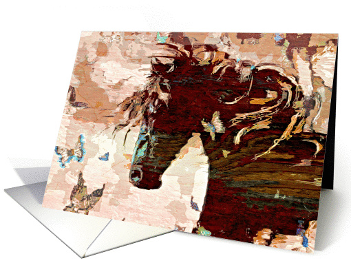 Blank note card for the Horse Lover, butterfly fantasy. card (1087894)