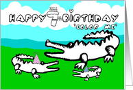 Color Me Collection Happy 7th Birthday from the alligator family! card