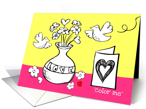 Color Me Collection Happy Valentine's Day love birds ! card (1087924)