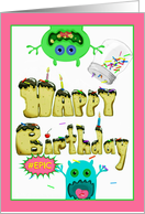 Happy Birthday with Sprinkles on top and hashtag her! card