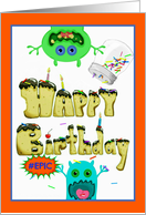 Happy Birthday with Sprinkles on top and hashtag him! card