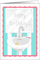 Happy Birthday to her written in the mirror steam! card