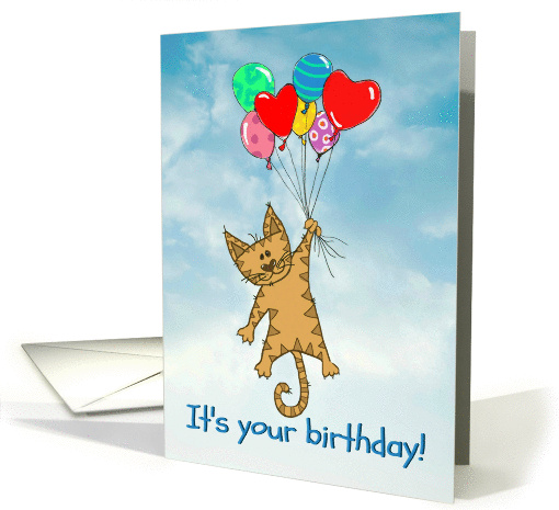Adorable Tabby wants you to get carried away on your birthday! card