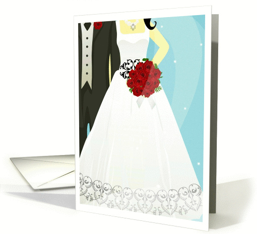 Wedding Congratulations Bride and Groom with Red Bouquet card (872210)