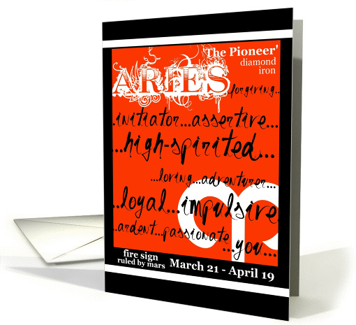 Aries Birthday Characteristics Red and Black Graphic card (872212)