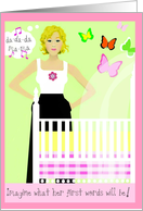 Congratulations on baby girl, first words card