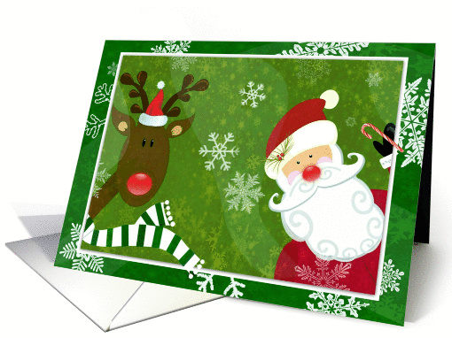 Santa Clause & red nosed reindeer, magic of Christmas! card (876449)