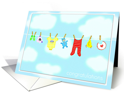 New baby clothesline, for boy or girl! card (877003)