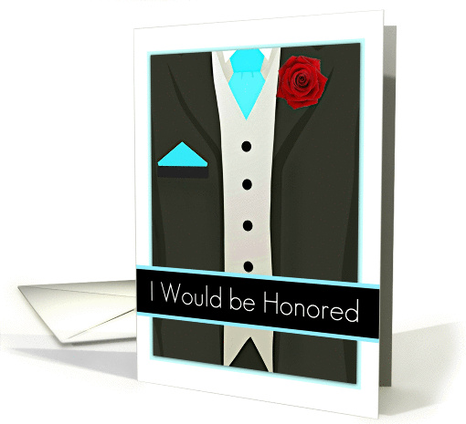 I would be honored, be my Best Man Invitation, Tux with... (879005)