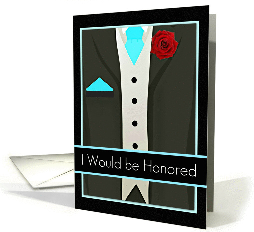 I would be honored, Groomsman Invitation, Tux with Red... (879008)