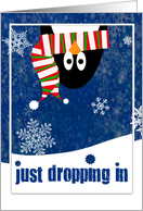 Happy Holidays, Cute Penguin dropping in to wish a happy holiday! card