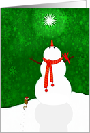 Snowman, mouse, bird, praising, true joy of holiday season! card