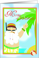 Merry Christmas Rasta snorkeling Santa, smoking a blunt! card