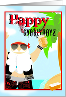 Christmas Biker Santa drinking a beer, Happy Gnarlydays! card