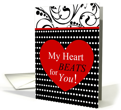 Valentine's Day, My heart beats for you, polka dots and hearts! card