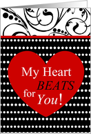Valentine’s Day, My heart beats for you, polka dots and hearts! card