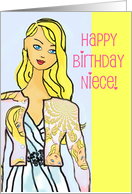 Happy birthday, style all your own, blonde, funky sweater, yellow trim card