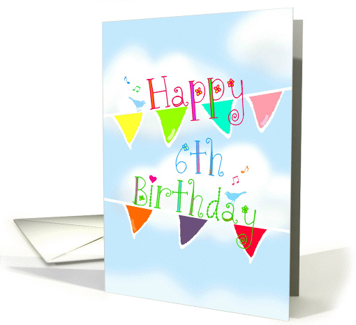 Happy 6th Birthday, singing blue birds on brightly colored... (910023)