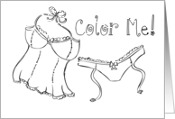 Adult ’Color Me’ card, lingerie cami and panties! card