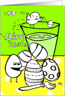 Happy Easter ’Color Me’ card, chick dying eggs! card