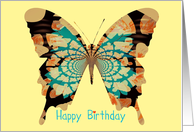 Happy Birthday turquoise on neutral, beautiful butterfly! card