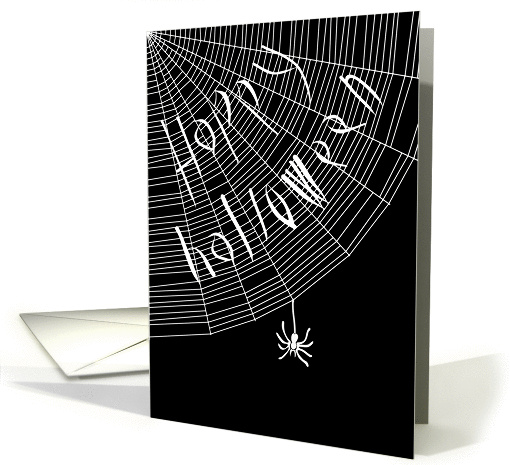 Happy Halloween creepy spider web with hanging spider! card (916390)