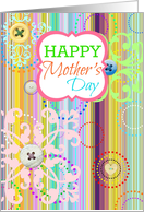 Happy Mother’s Day, bright stripes with buttons look! card