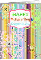 Happy Mother’s Day Daughter-in-Law, bright stripes with button look! card