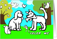 Happy Birthday ’Color Me’ Collection, puppies in love! card