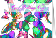 Happy Birthday Nonna, butterflies in flight of jewel colors! card