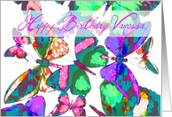 Happy Birthday Vanessa, butterflies in flight of jewel colors! card