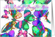 Happy Birthday Step-Mother, butterflies in flight of jewel colors! card