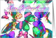 Happy Birthday Mamaw, butterflies in flight of jewel colors! card