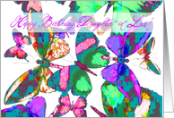 Happy Birthday Daughter-in-Law, butterflies in flight of jewel colors! card