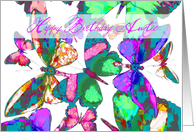 Happy Birthday Auntie, butterflies in flight of jewel colors! card