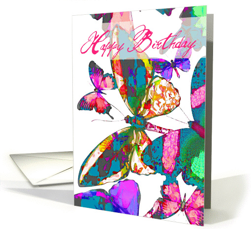 Happy Birthday, butterflies in flight of jewel colors! card (927736)