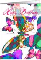 Happy Birthday, butterflies in flight of jewel colors! card