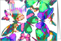 Sorry, I really messed up, butterflies in flight of jewel colors! card