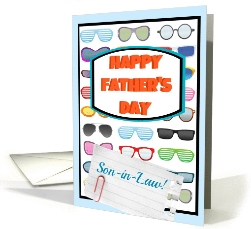 Happy Father's Day Son-in-Law, to a cool guy, sunglasses! card