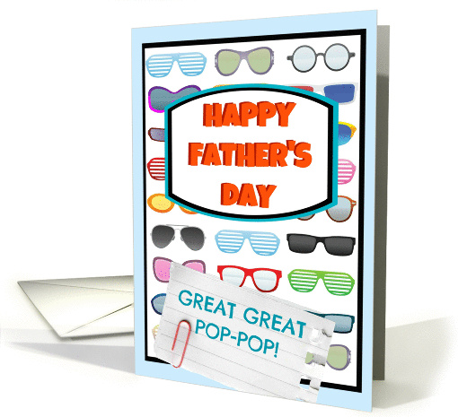 Happy Father's Day, Great Great Pop-Pop, cool guy, sunglasses! card