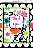 Thank You’ for Your Hospitality Bright Tropical Floral on Polka Dots! card