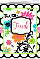 Bright Tropical Floral Tack means Thank You in Swedish! card