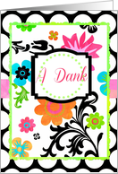 Bright Floral A Dank means Thank You in Yiddish! card