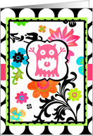 Bright Tropical Floral, Happy Birthday, on Polka Dot! card