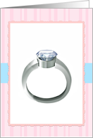 Congratulations on Your Engagement, Ring on Pink Stripe! card