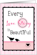 Happy Anniversary to My Spouse, ’Love Story’ on Pink Stripe! card