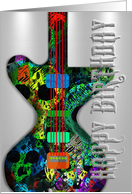 Happy Birthday Cool Electric Guitar with Skulls on Metal! card