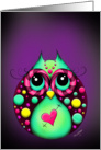 Happy Valentines Hooty Loves You! Psychedelic Owl card